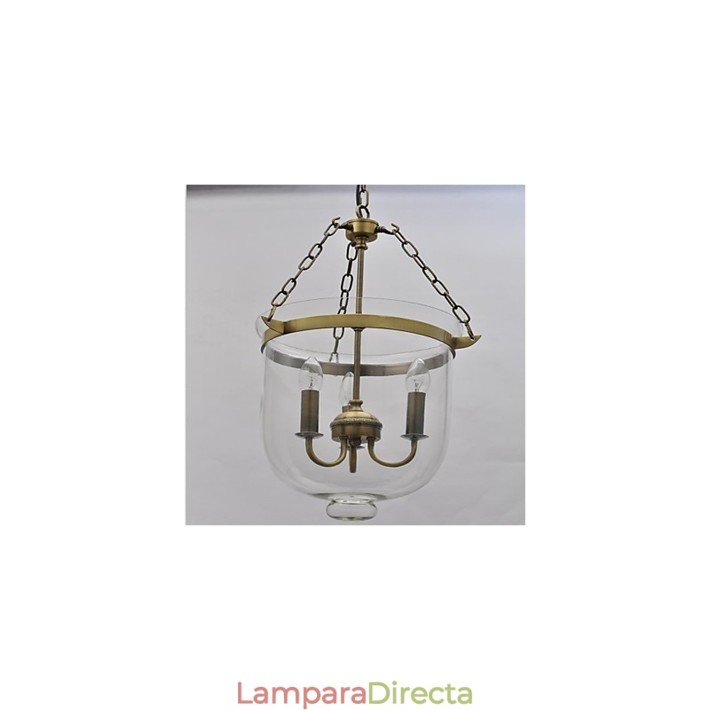 Lámpara de araña de cristal con forma de campana de templo vintage de estilo country americano