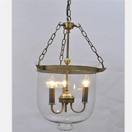 Lámpara de araña de cristal con forma de campana de templo vintage de estilo country americano