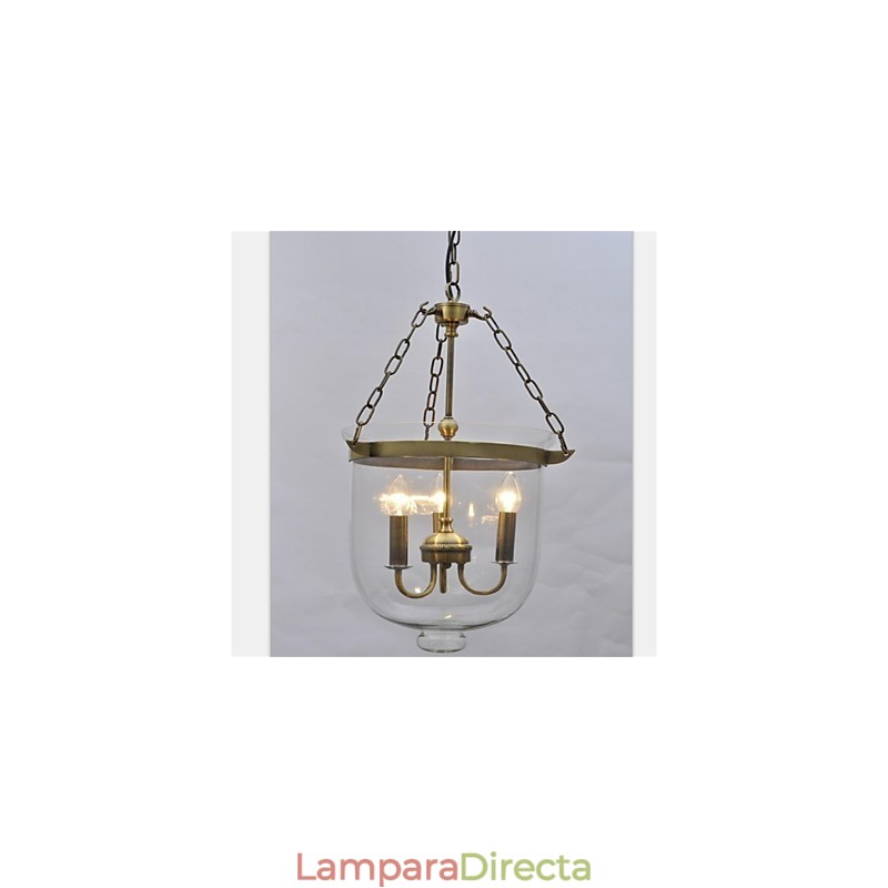 Lámpara de araña de cristal con forma de campana de templo vintage de estilo country americano