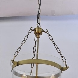 Lámpara de araña de cristal con forma de campana de templo vintage de estilo country americano