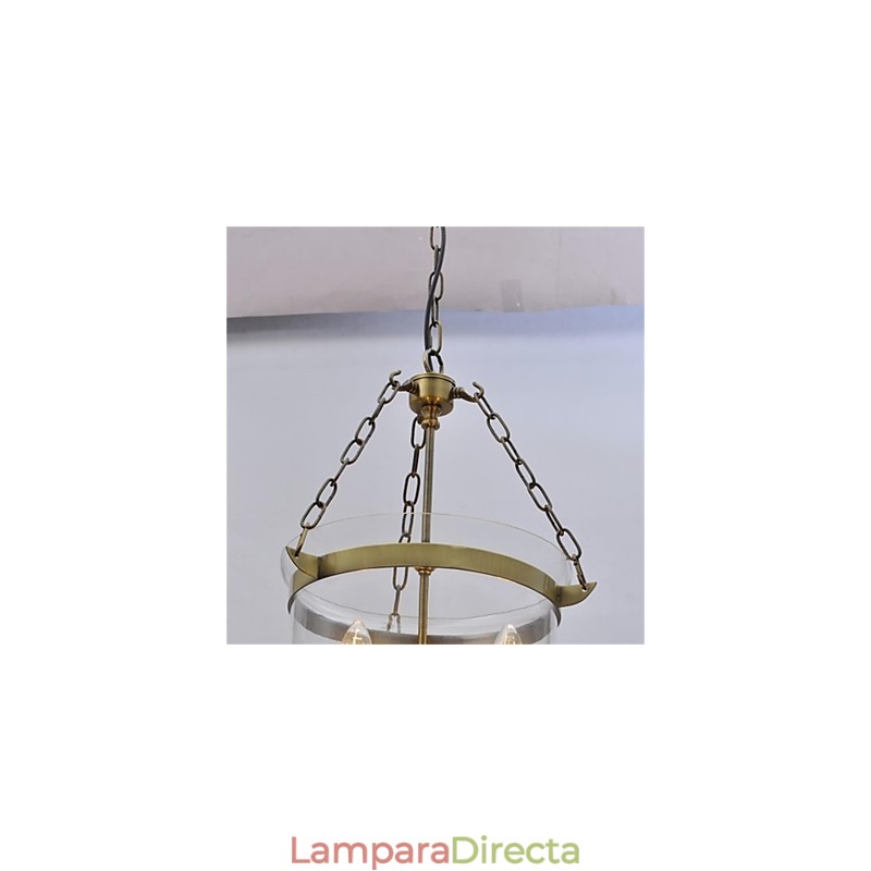 Lámpara de araña de cristal con forma de campana de templo vintage de estilo country americano