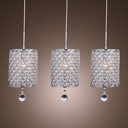 Lámpara colgante moderna contemporánea de metal cromado y cristal