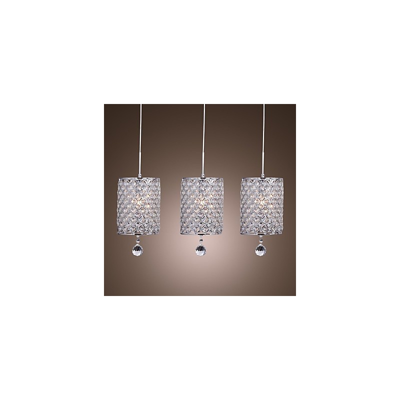 Lámpara colgante moderna contemporánea de metal cromado y cristal