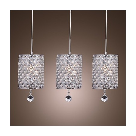 Lámpara colgante moderna contemporánea de metal cromado y cristal Lámpara colgante moderna contemporánea de metal cromado y cristal