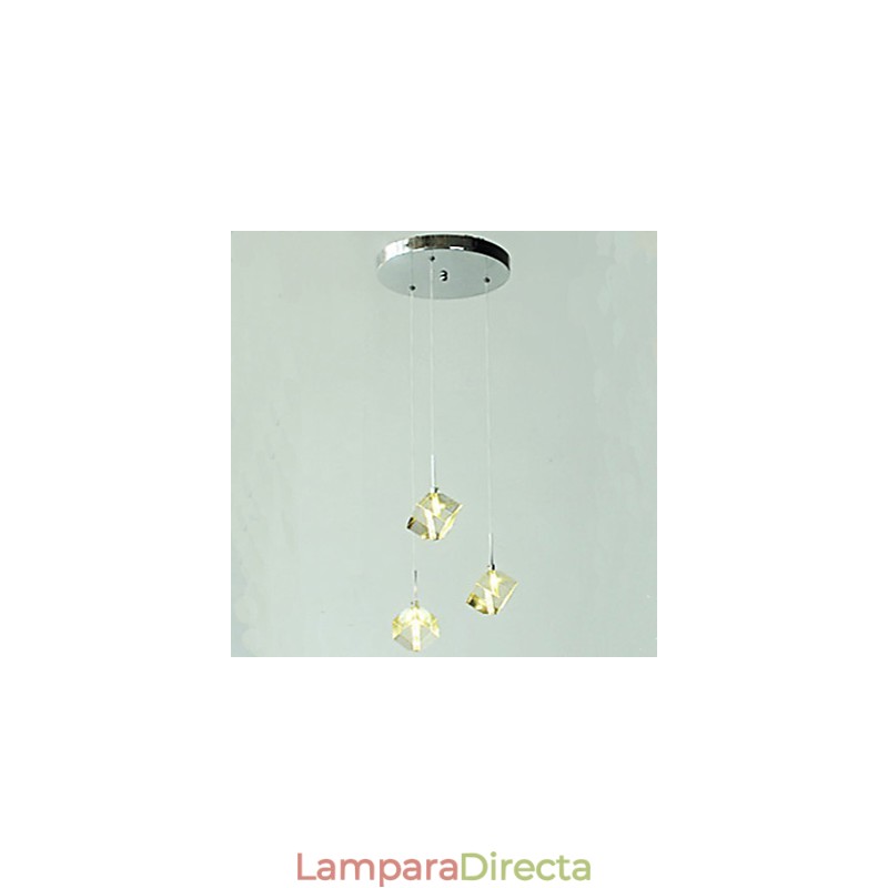 Lámpara de cristal de moda con colgante de cristal de tres cabezas