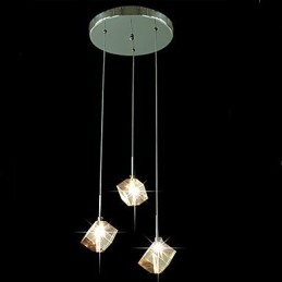 Lámpara de cristal de moda con colgante de cristal de tres cabezas