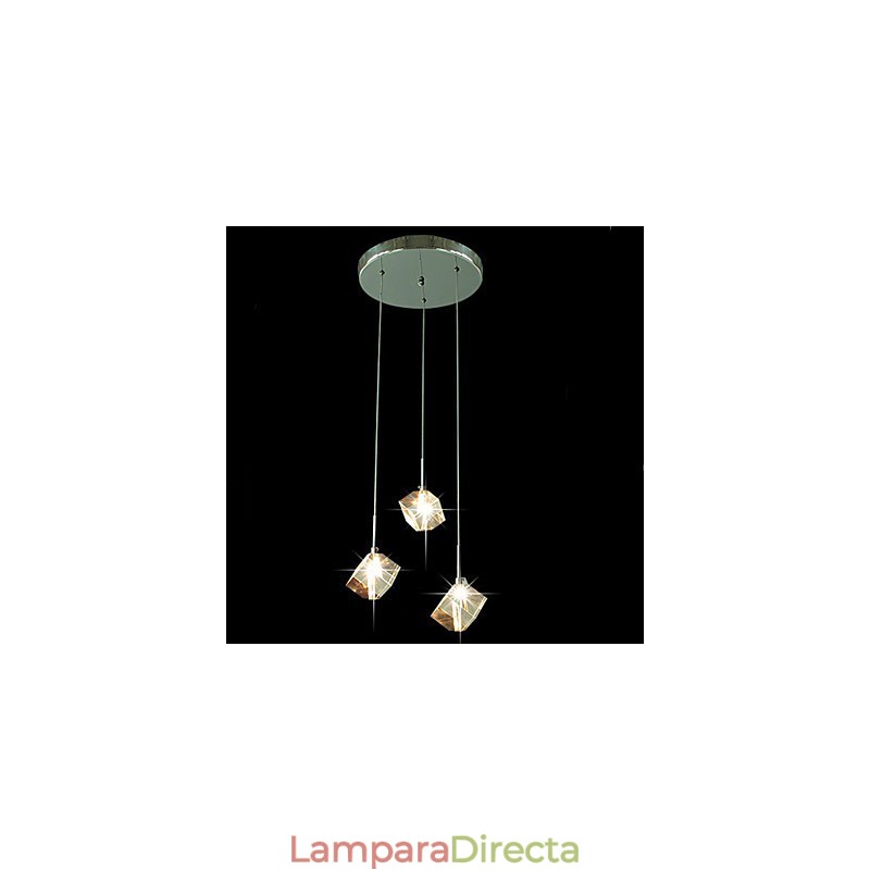 Lámpara de cristal de moda con colgante de cristal de tres cabezas