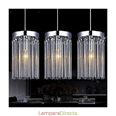 Lámpara colgante moderna de 3 luces con varilla de cristal Lámpara colgante moderna de 3 luces con varilla de cristal