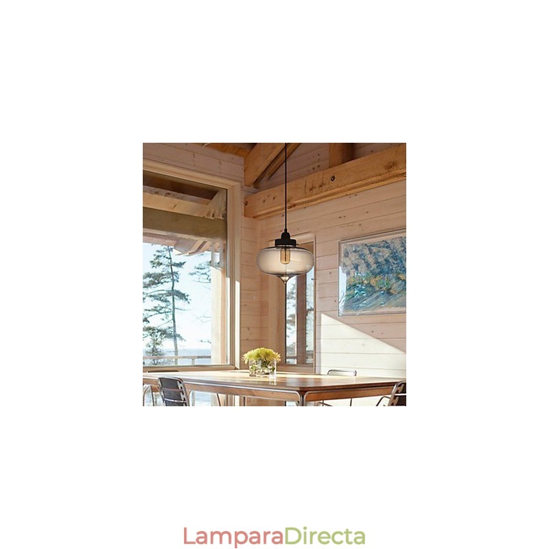 Lámpara colgante de cristal transparente con diseño de burbujas marrones