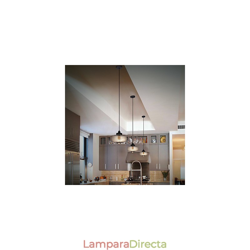 Lámpara colgante de cristal transparente con diseño de burbujas marrones