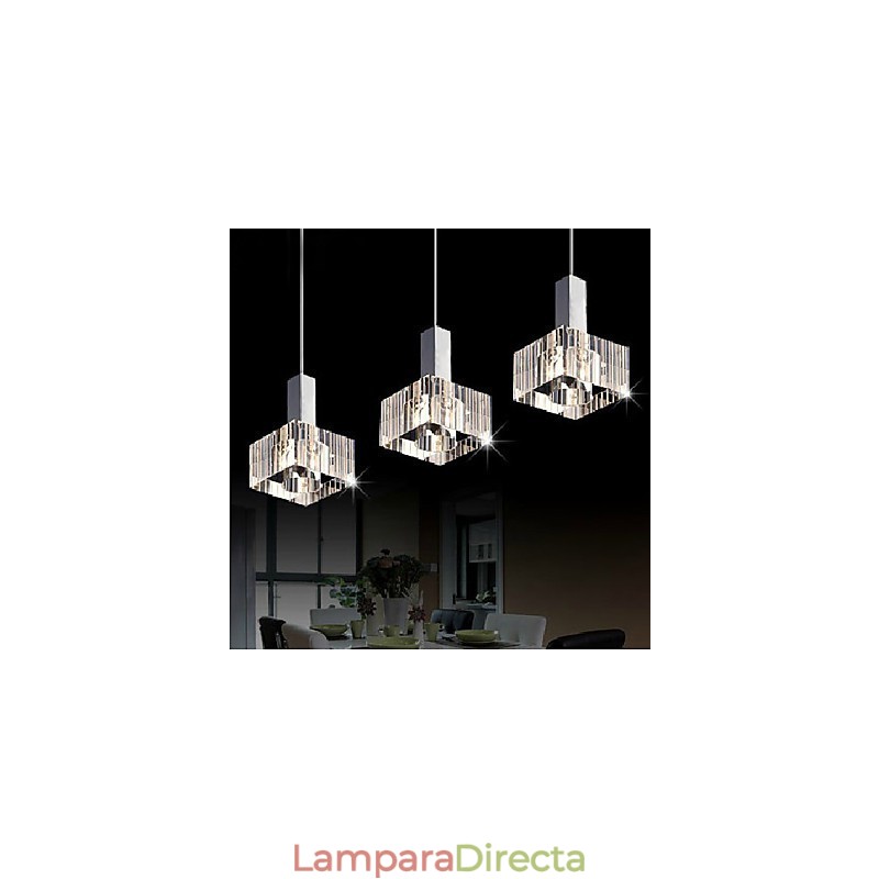 Lámpara colgante de cristal tres