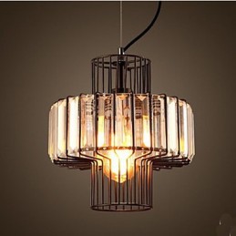 Lámpara colgante pequeña de cristal estilo country americano