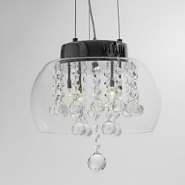 Lámpara colgante artística de cristal de 4 luces con pantalla de cristal