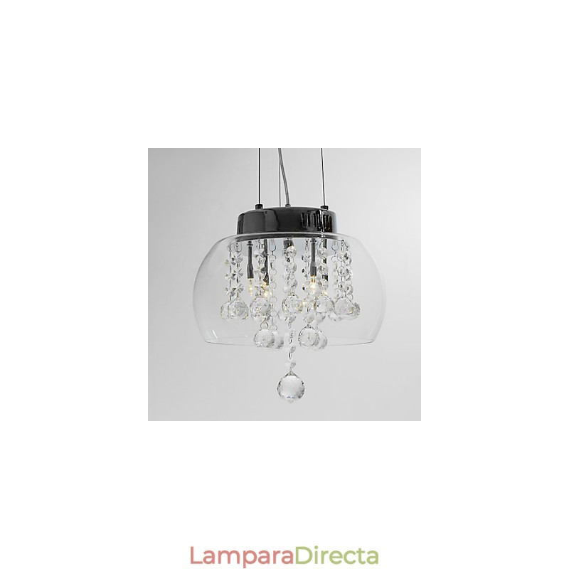 Lámpara colgante artística de cristal de 4 luces con pantalla de cristal