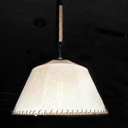 Lámpara colgante retro de estilo norteamericano de una luz con pantalla de tela