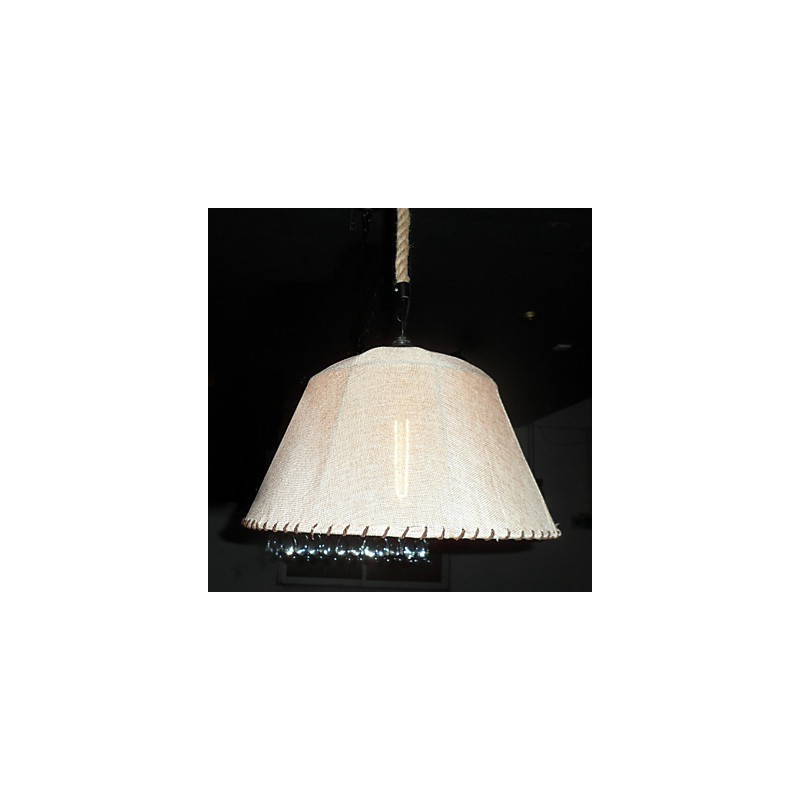 Lámpara colgante retro de estilo norteamericano de una luz con pantalla de tela