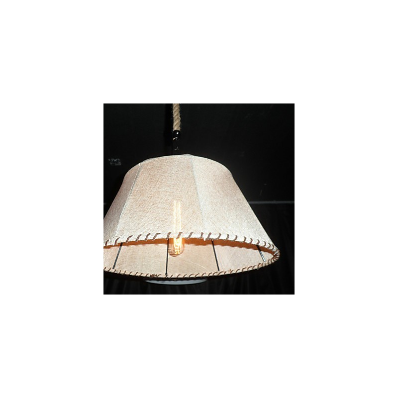 Lámpara colgante retro de estilo norteamericano de una luz con pantalla de tela