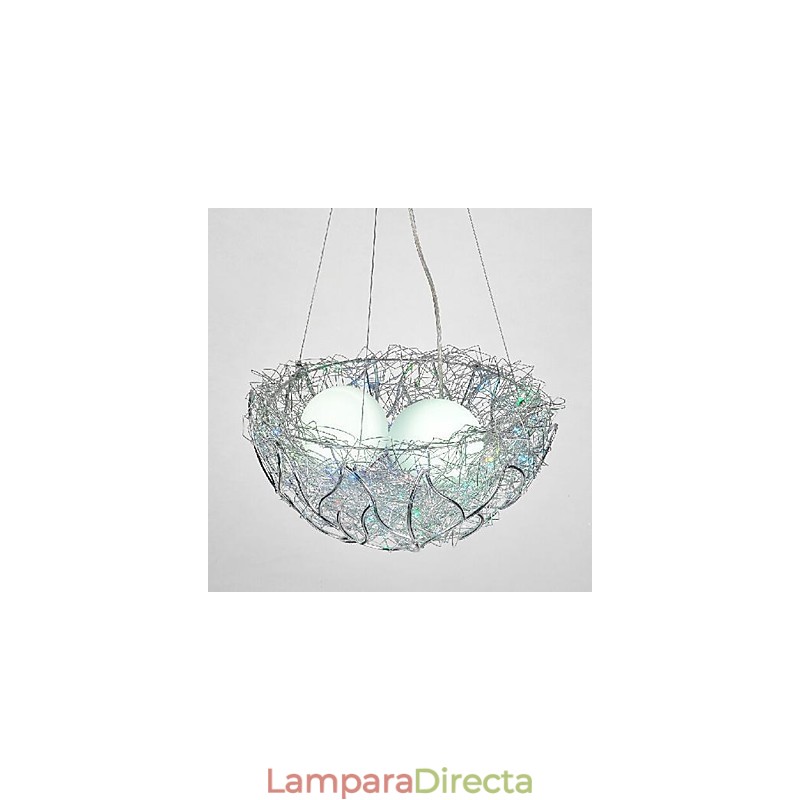 Lámpara colgante moderna contemporánea de metal plateado