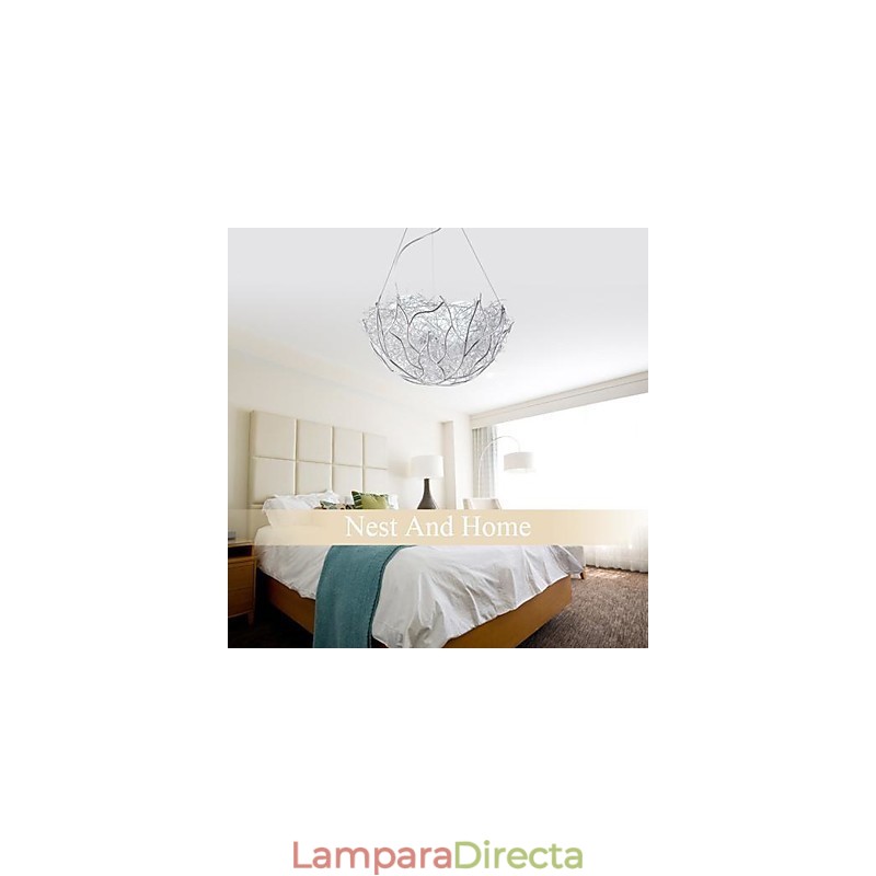 Lámpara colgante moderna contemporánea de metal plateado