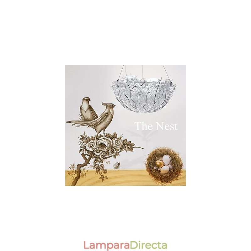 Lámpara colgante moderna contemporánea de metal plateado