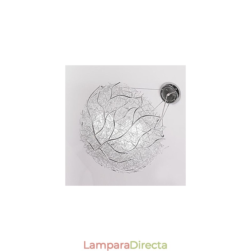 Lámpara colgante moderna contemporánea de metal plateado