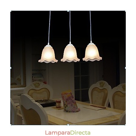 Lámpara colgante de tres luces blanca europea retro clásica Lámpara colgante de tres luces blanca europea retro clásica