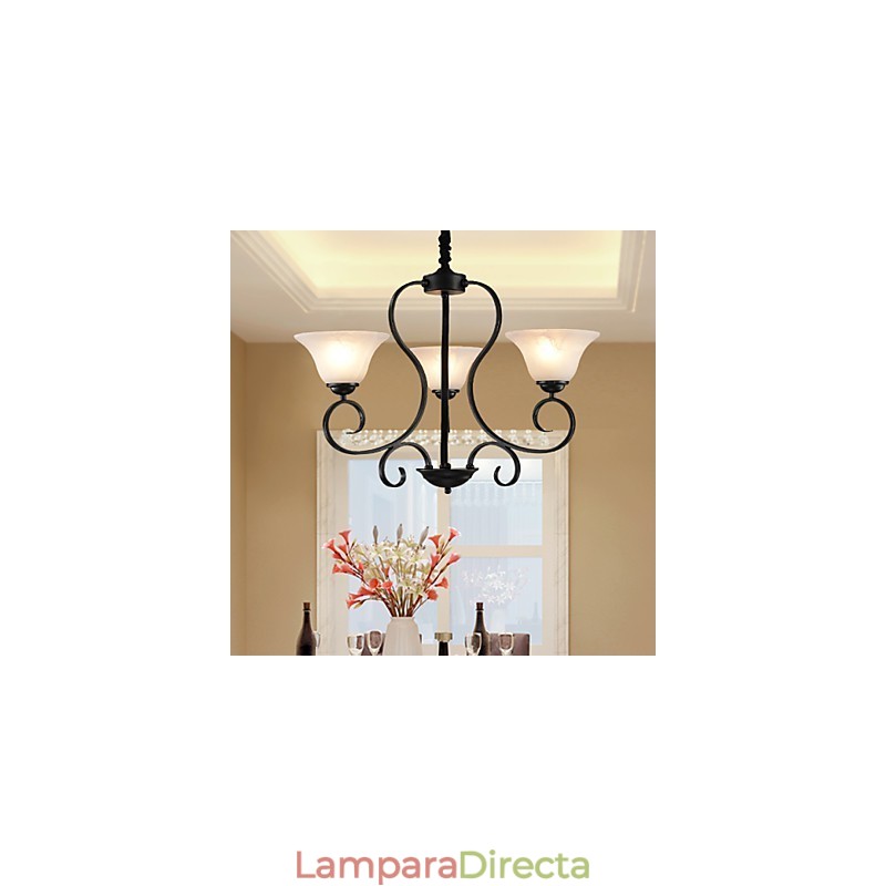 Lámpara de araña retro de 3 luces de metal estilo campestre