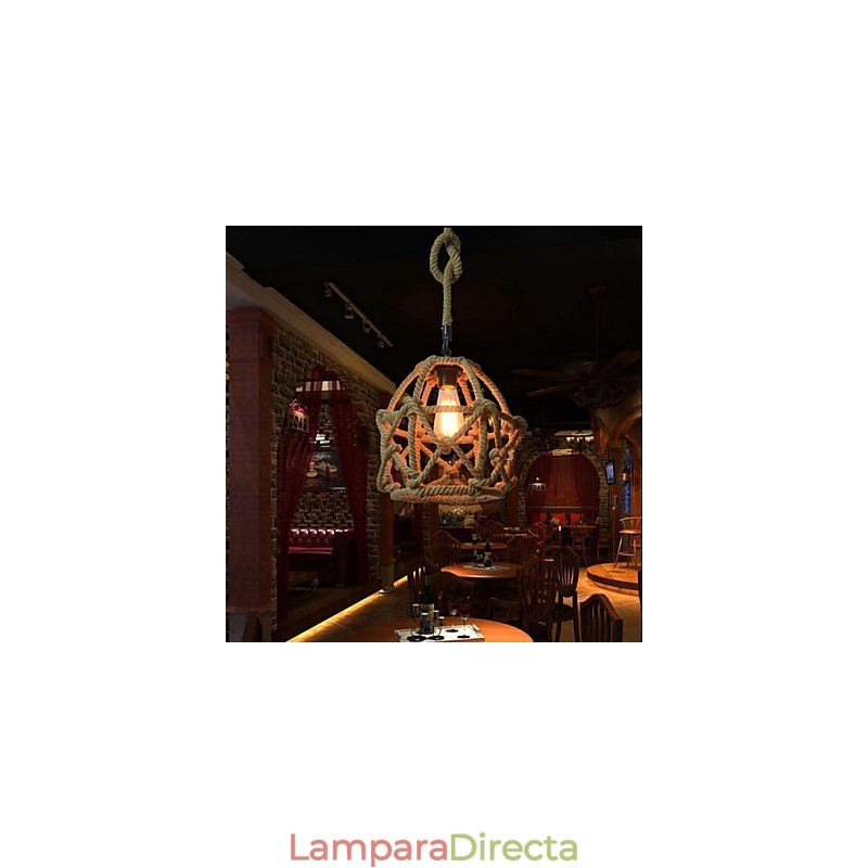 Lámpara de araña de hierro vintage estilo country americano de cáñamo industrial