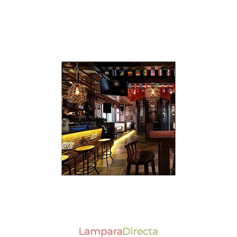 Lámpara de araña de hierro vintage estilo country americano de cáñamo industrial