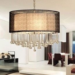 Lámpara colgante contemporánea de cristal de 4 luces con pantalla negra