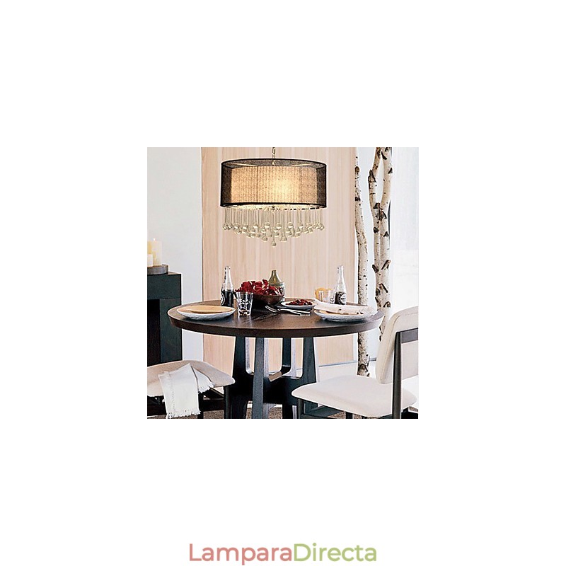 Lámpara colgante contemporánea de cristal de 4 luces con pantalla negra