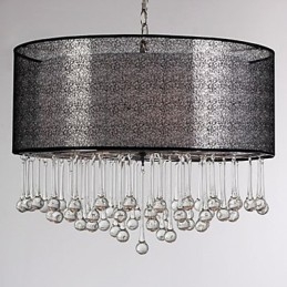 Lámpara colgante contemporánea de cristal de 4 luces con pantalla negra