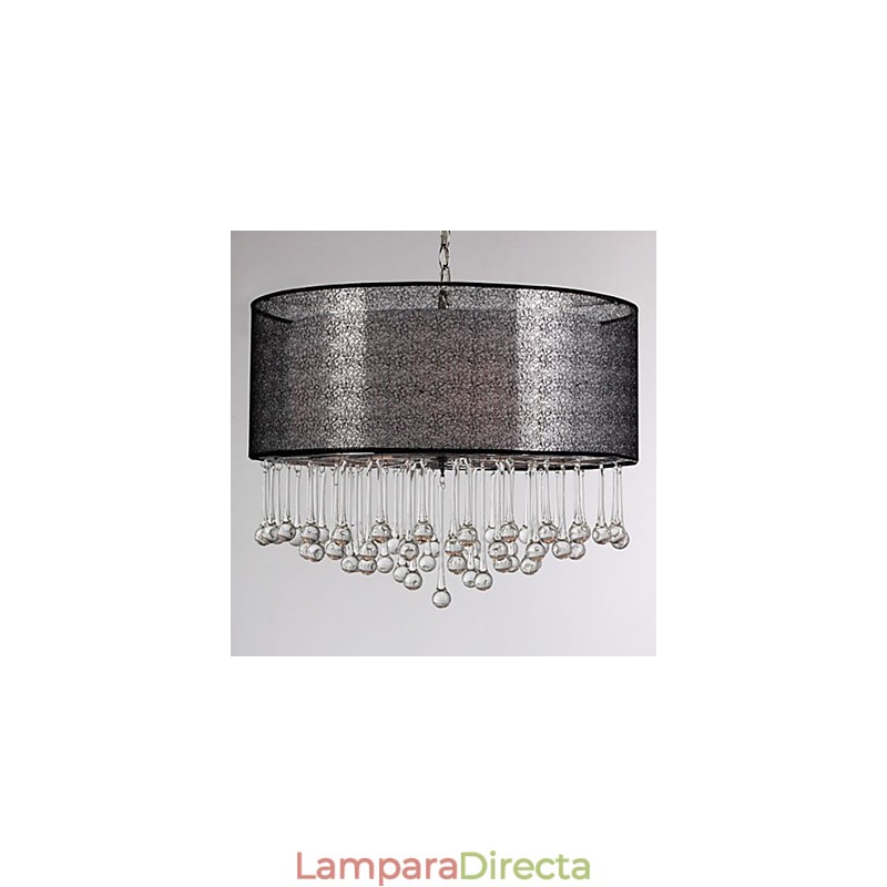 Lámpara colgante contemporánea de cristal de 4 luces con pantalla negra