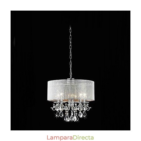 Lámpara colgante moderna de cristal de 5 luces con pantalla de tela Lámpara colgante moderna de cristal de 5 luces con pantalla de tela