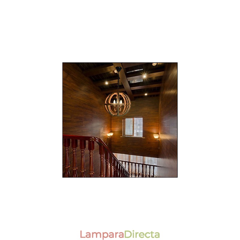 Lámpara de araña de hierro forjado retro de cáñamo industrial rural de tipo norteamericano