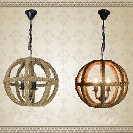 Lámpara de araña de hierro forjado retro de cáñamo industrial rural de tipo norteamericano