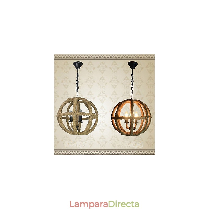 Lámpara de araña de hierro forjado retro de cáñamo industrial rural de tipo norteamericano