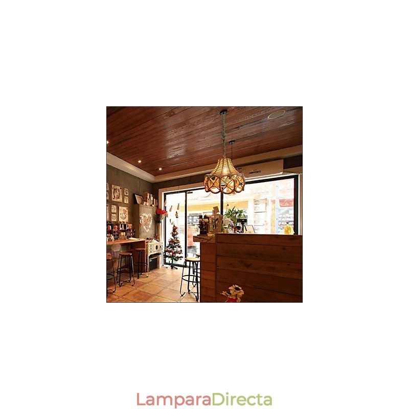 Lámpara de araña de hierro vintage estilo country americano de cáñamo industrial