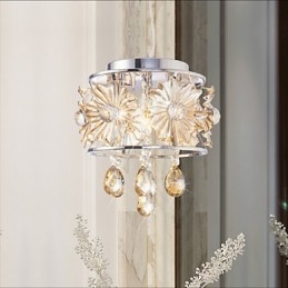 Lámpara de techo moderna con esfera transparente y lustre de cristal, lámpara colgante para decoración del hogar