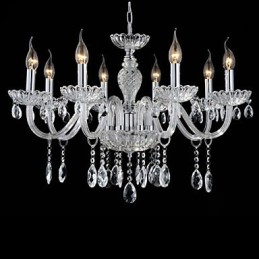 Lámpara de araña de cristal estilo palacio de 8 luces con bombilla de vela
