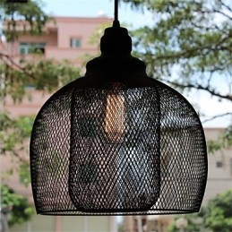 Lámpara de araña de hierro con forma de jaula de pájaros estilo retro americano