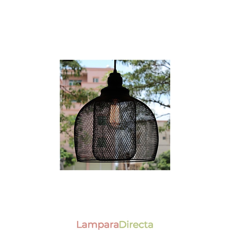 Lámpara de araña de hierro con forma de jaula de pájaros estilo retro americano