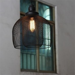 Lámpara de araña de hierro con forma de jaula de pájaros estilo retro americano