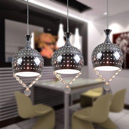 Lámpara colgante de 3 cabezas de cristal moderna y contemporánea de metal