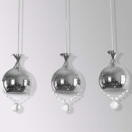 Lámpara colgante de 3 cabezas de cristal moderna y contemporánea de metal
