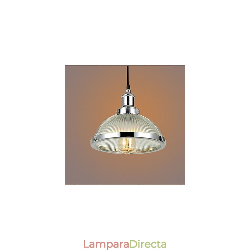 Lámpara colgante pequeña con pantalla de cristal estilo retro americano