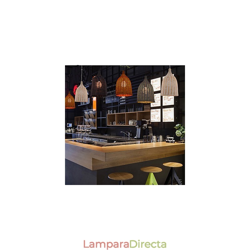 Lámpara de araña de ratán Lámpara de araña Lámpara de ratán retro creativa