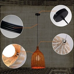 Lámpara de araña de ratán Lámpara de araña Lámpara de ratán retro creativa