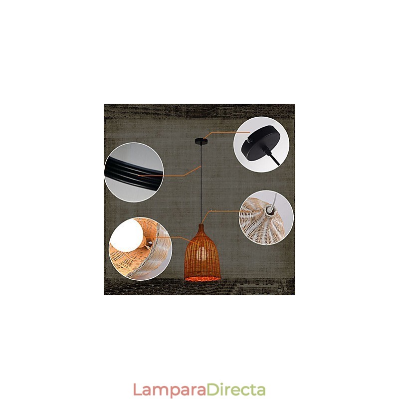 Lámpara de araña de ratán Lámpara de araña Lámpara de ratán retro creativa