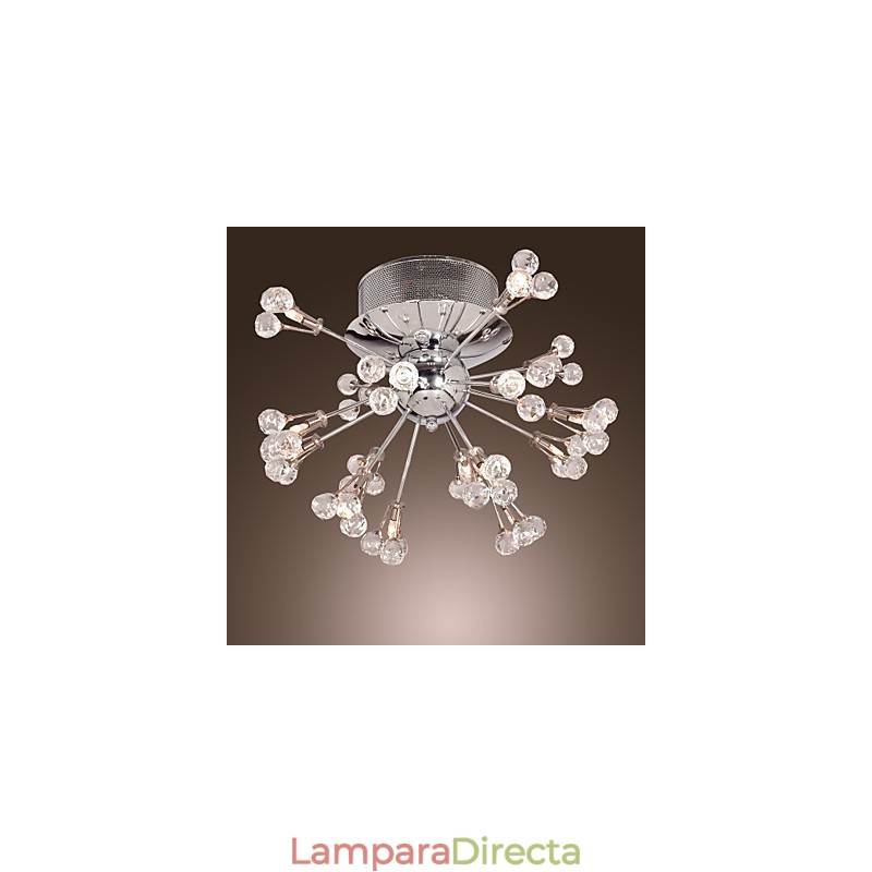 Lámpara de techo moderna contemporánea de metal cromado y cristal